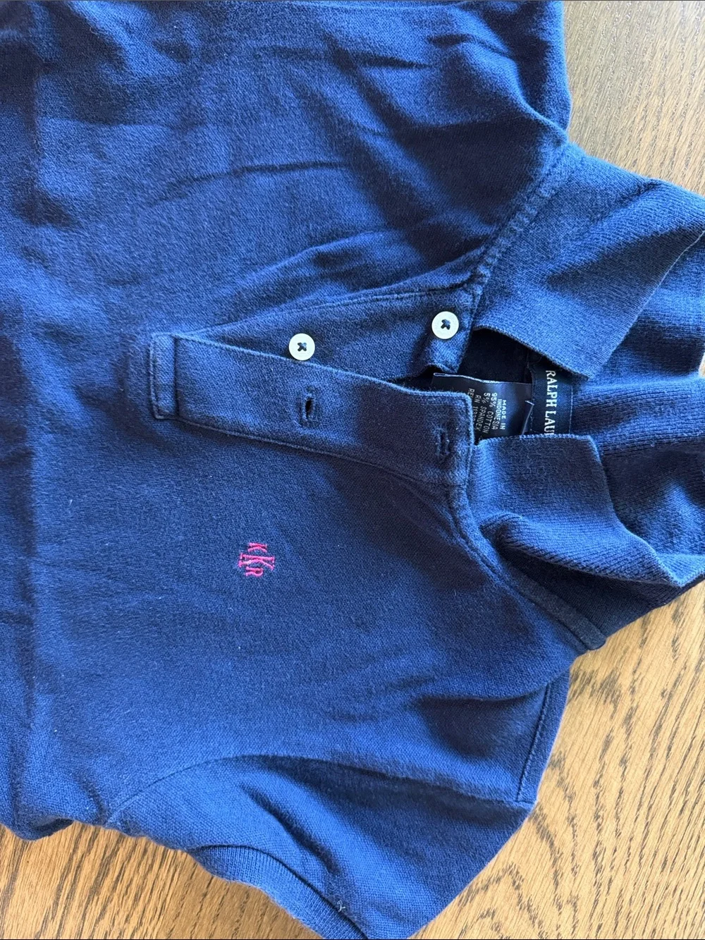 Ralph Lauren Navy Polo with Pink Logo